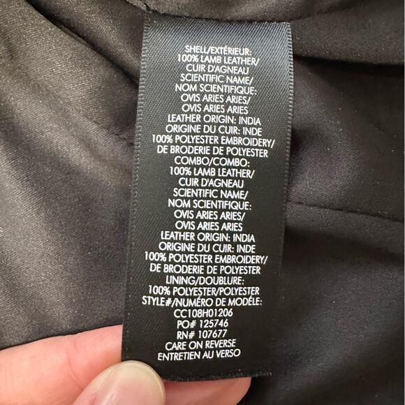 Alice + Olivia Cody Embroidered Leather Jacket size US XS Black Floral Moto - Picture 13 of 16